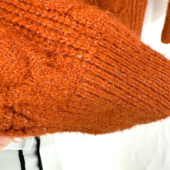 Knox Rose Rust Cable Knit Open Front Long Cardigan Sweater Women’s Medium Cozy - Picture 7 of 9